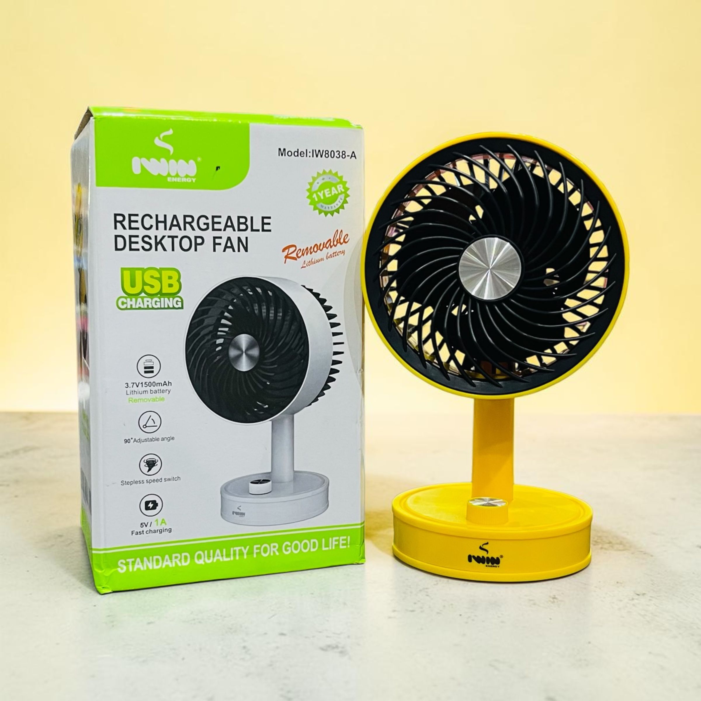 I WIN IW8038-A RECHARGEABLE DESKTOP FAN 
